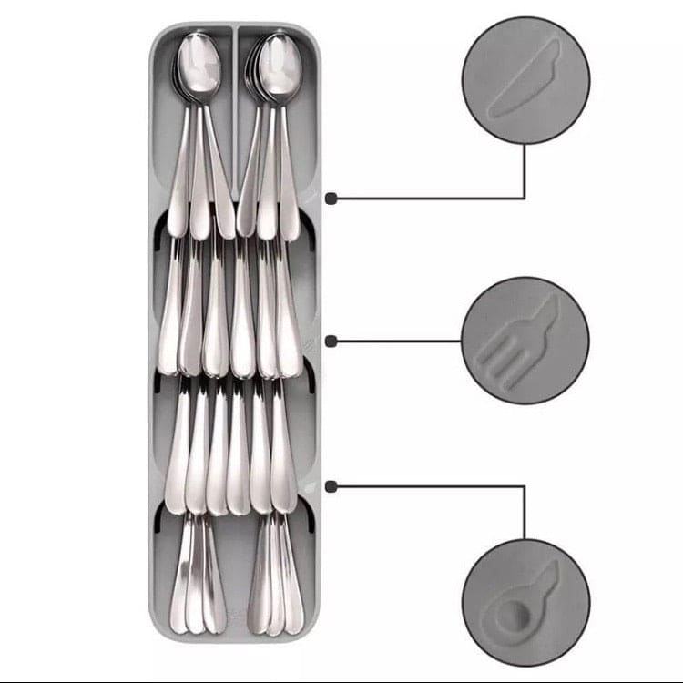 Cutlery Organizer, Kitchen Drawer Storage Tray, Plastic Spoon Container Cutlery Organizer, Kitchen Drawer Storage Tray, Plastic Spoon Container